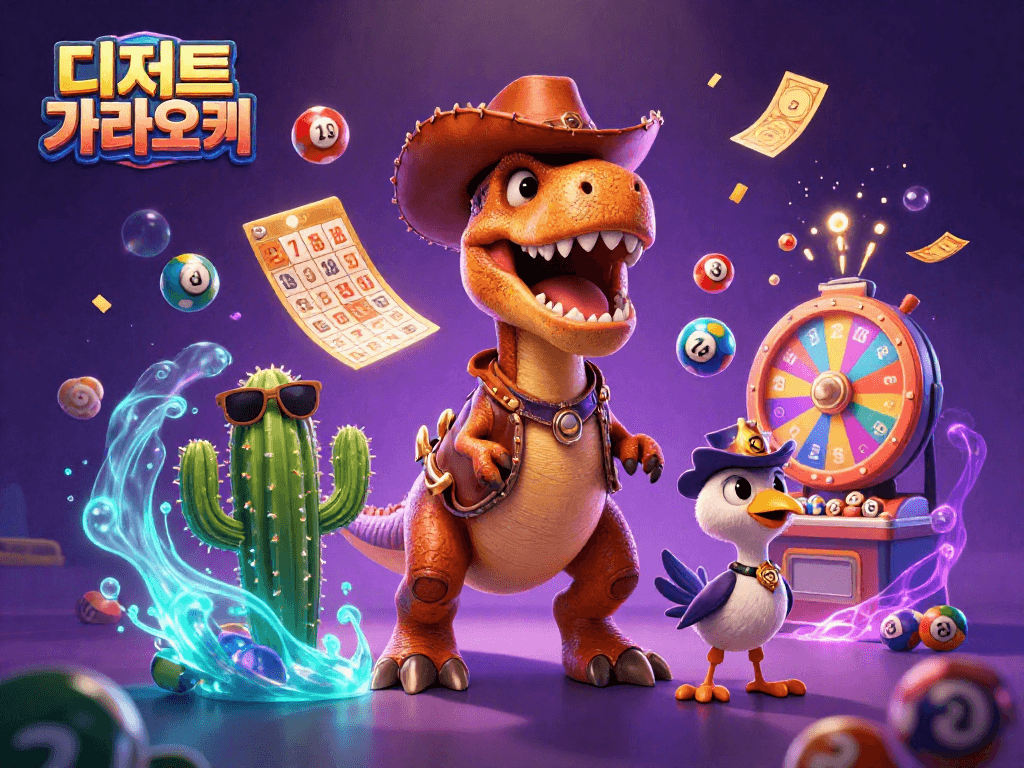 디저트 가라오케에서 화려한 복권 공과 경품을 즐기는 장면