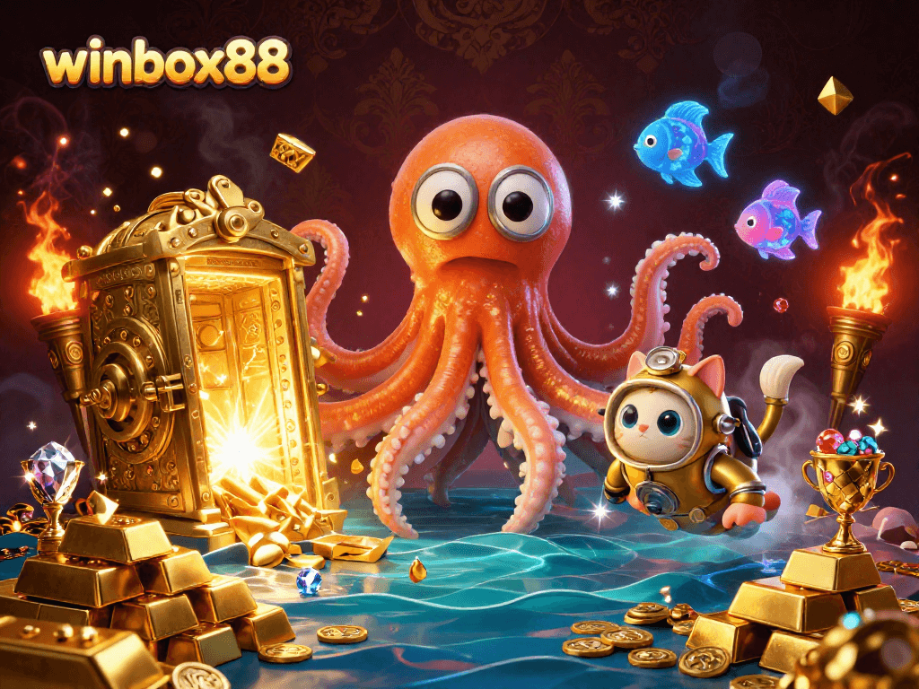 Experience the thrill of winbox88 with a dynamic underwater casino scene filled with treasures and excitement.