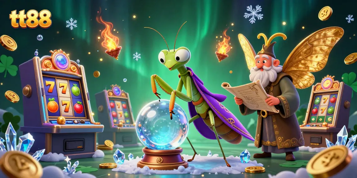 Experience big wins with tt88 in this vibrant 3D casino scene featuring slot machines and lucky symbols.
