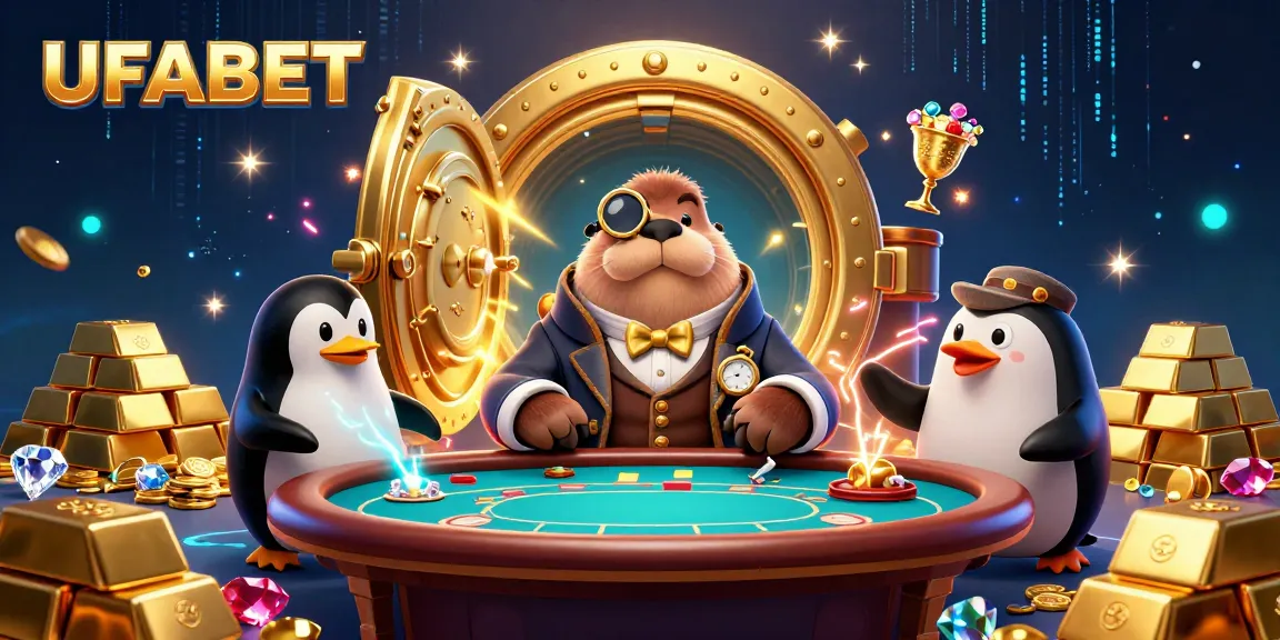 Bet big on UFABET at a thrilling underwater poker game featuring a walrus, penguin dealer, and bluffing pufferfish