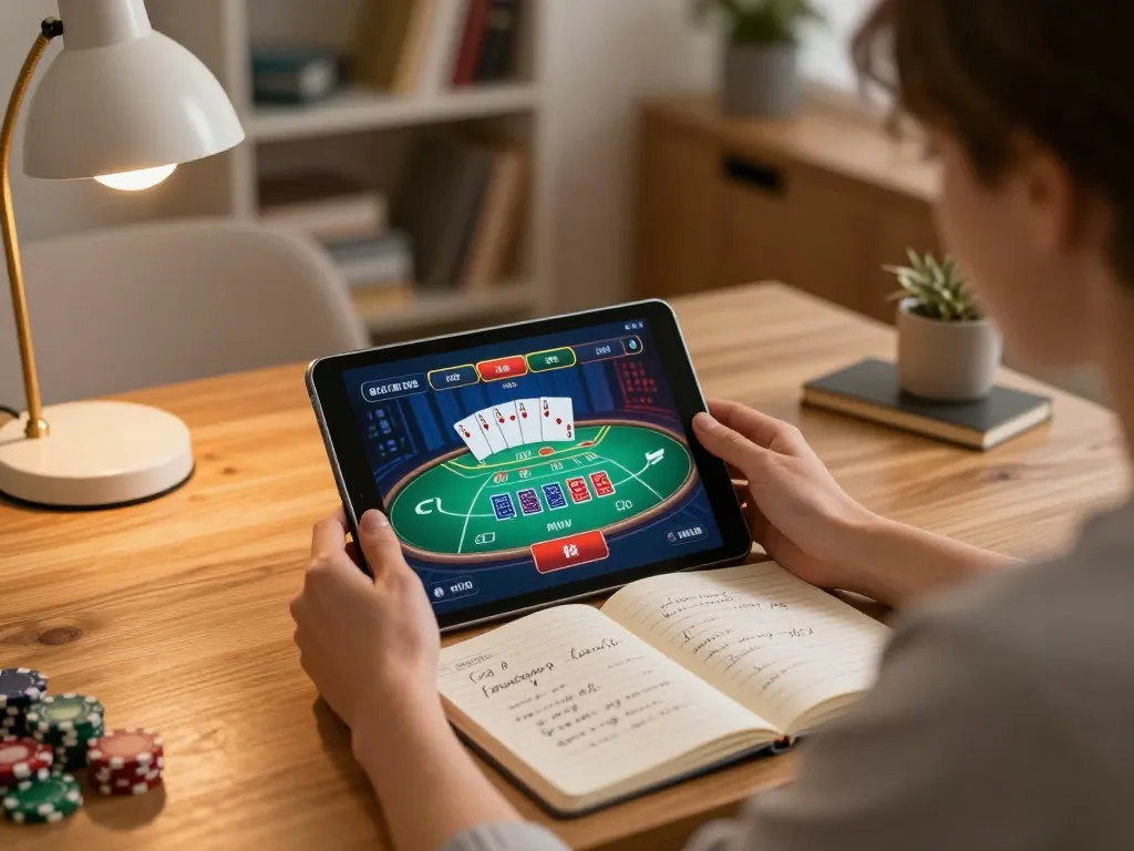 Engaging online gaming scene at trang chu dh88 with a player using a tablet for casino gaming.