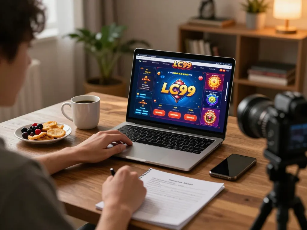 Engaging online casino gameplay at LC99 platform with user-focused interface in cozy setting