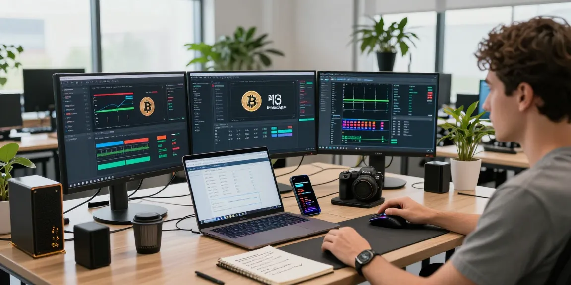 Automated bitcoin mining analysis in a secure crypto environment with technology-driven tools and software showcasing blockchain efficiency.