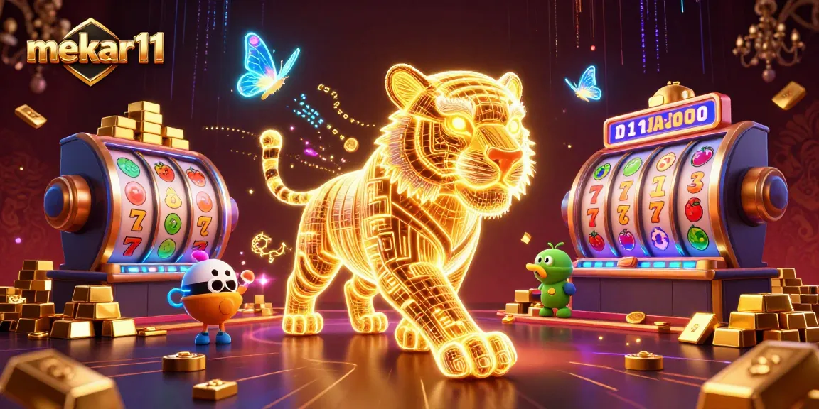 Mekar11 offers thrilling slot gaming with vibrant visuals in a dazzling casino environment.