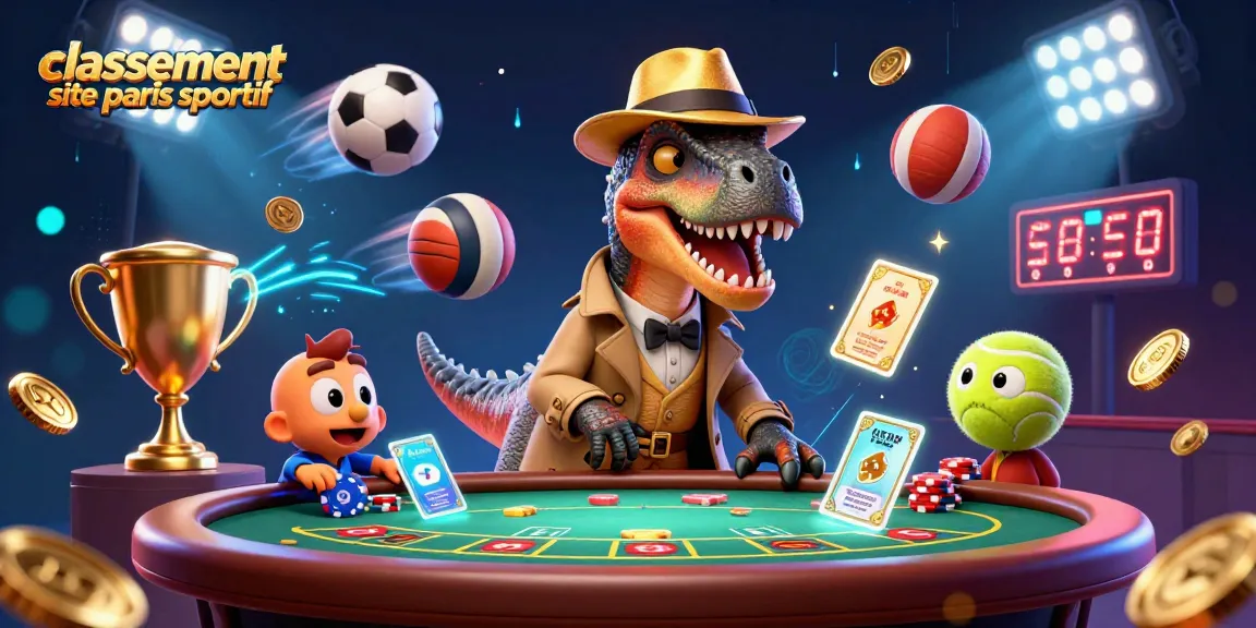 Classement site paris sportif : Un raptor des cartes joue discrètement à la table de blackjack, entouré d'éléments sportifs.