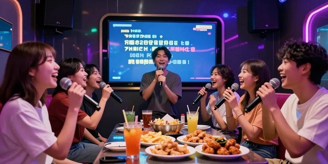 도파민 가라오케에서 친구들과 함께 노래를 부르며 즐거운 시간을 보내는 모습