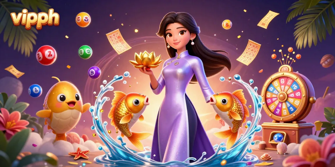 Engage with vipph's vibrant lottery world featuring gaming excitement and golden elements.