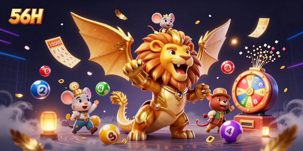 Engage in thrilling gameplay with 56H's vibrant lottery scene featuring exciting prizes and animated elements.