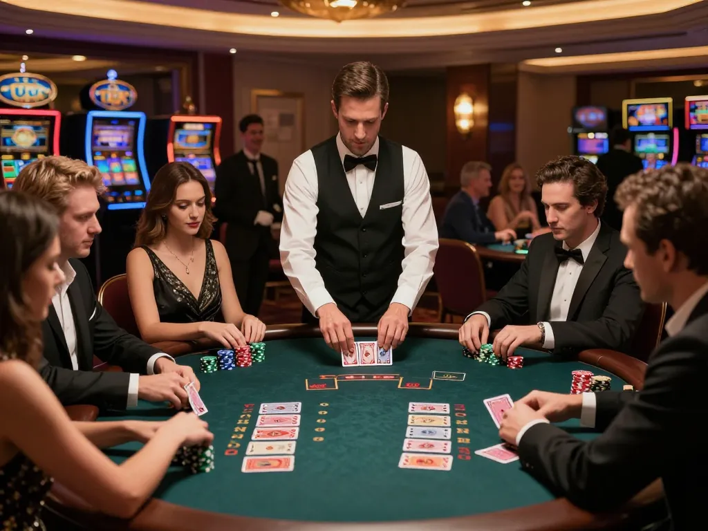 Players engaging in a thrilling blackjack game at 388bet casino, showcasing strategic gameplay and excitement