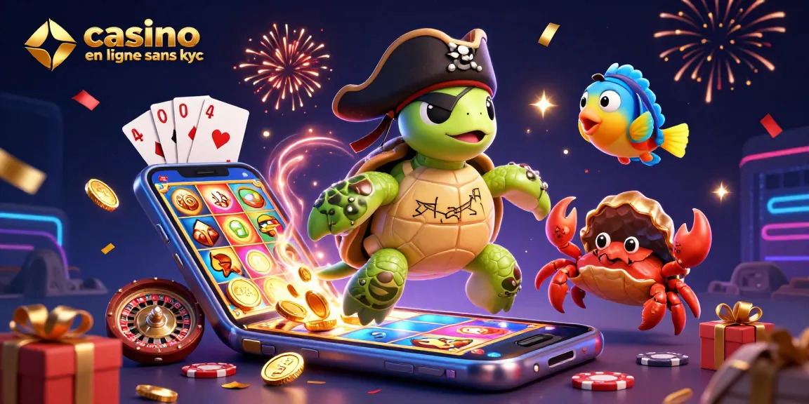 Jouer au casino en ligne sans KYC avec la tortue pirate et ses trésors sous-marins.