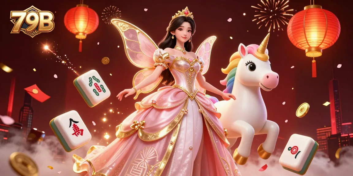 Engage in winning with 79B – a vibrant casino scene showcasing an Asian-themed fairy tale with mystical elements.