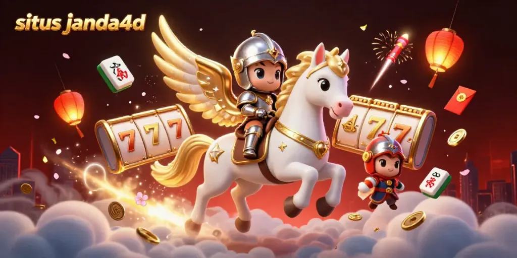 Visualisasi permainan slot di situs janda4d dengan tema yang menarik dan karakter menarik.