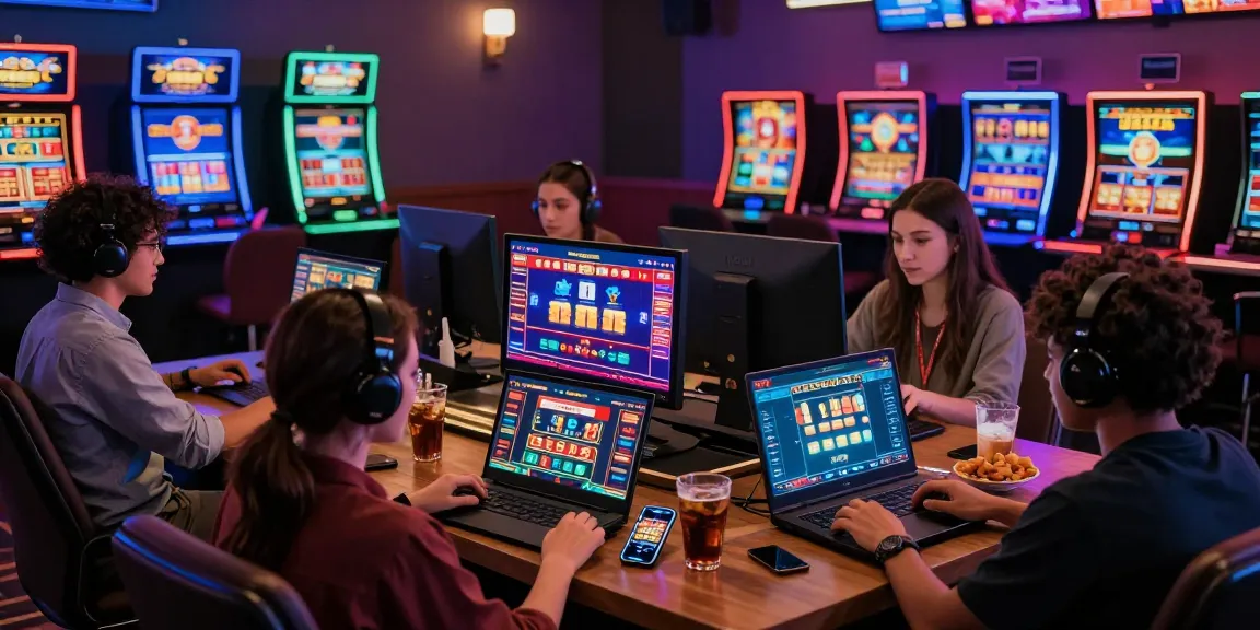 Fesselnde Szene von Spielern, die verschiedene Spiele in einem Paysafe Card Casino genießen, präsentiert moderne Technologie und eine lebendige Atmosphäre im Jahr 2026.