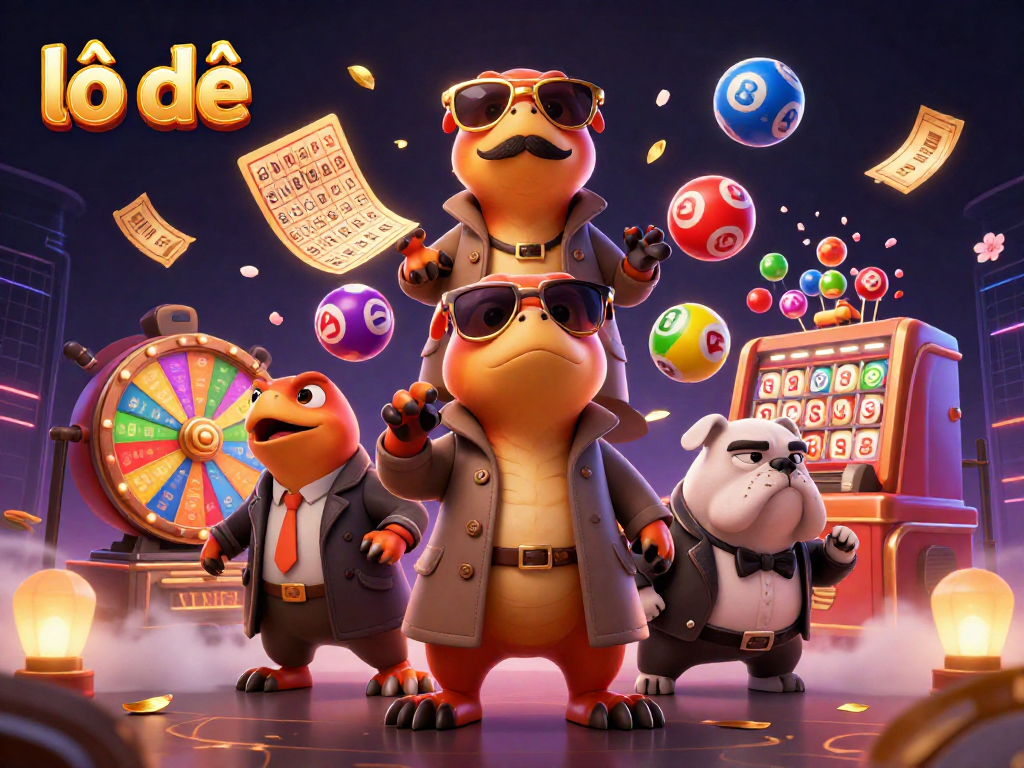Experience lô đề excitement with dynamic raptors and colorful lottery elements in a captivating casino scene.