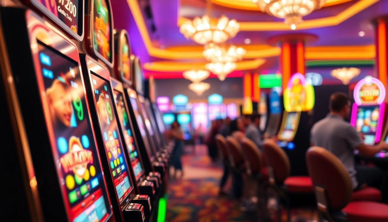 Menangkan Slot Depo 5000 di permainan mesin slot kasino dengan suasana yang meriah.