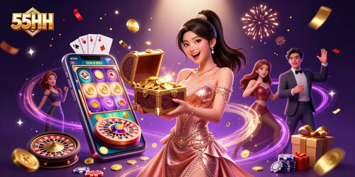 Experience the thrill of winning with 55HH's vibrant casino games and treasures.