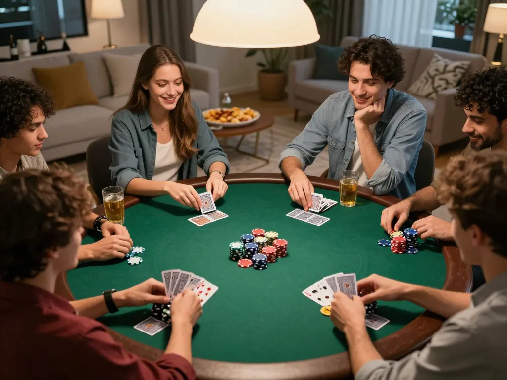 Pemain poker Bintangmpo merayakan kemenangan selama malam permainan santai.