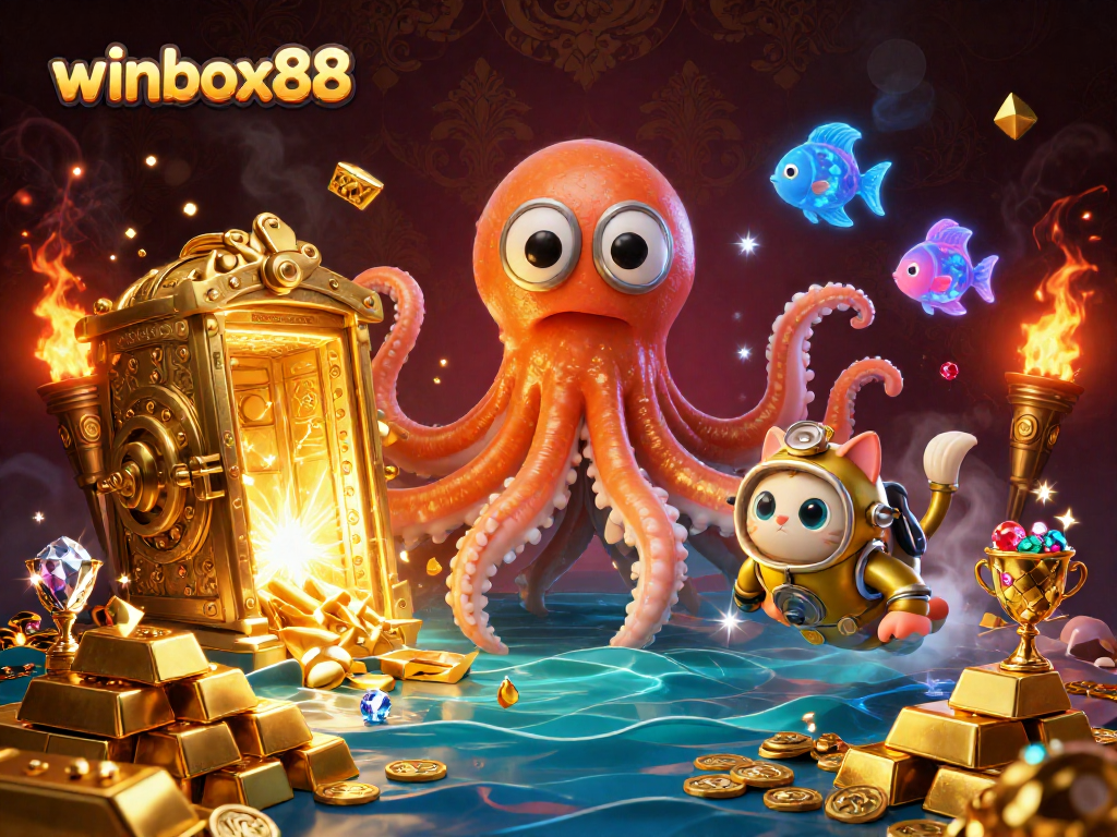 Experience the thrill of winbox88 with a dynamic underwater casino scene filled with treasures and excitement.