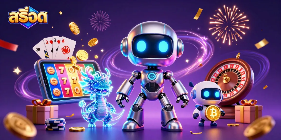 Experience the excitement of สล็อต game with a vibrant cyberpunk casino scene filled with slot reels and coins.