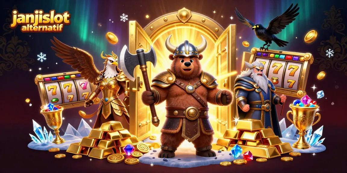 Experience thrilling action with janjislot alternatif in a vibrant 3D casino illustration featuring gold treasures and dynamic gaming elements.