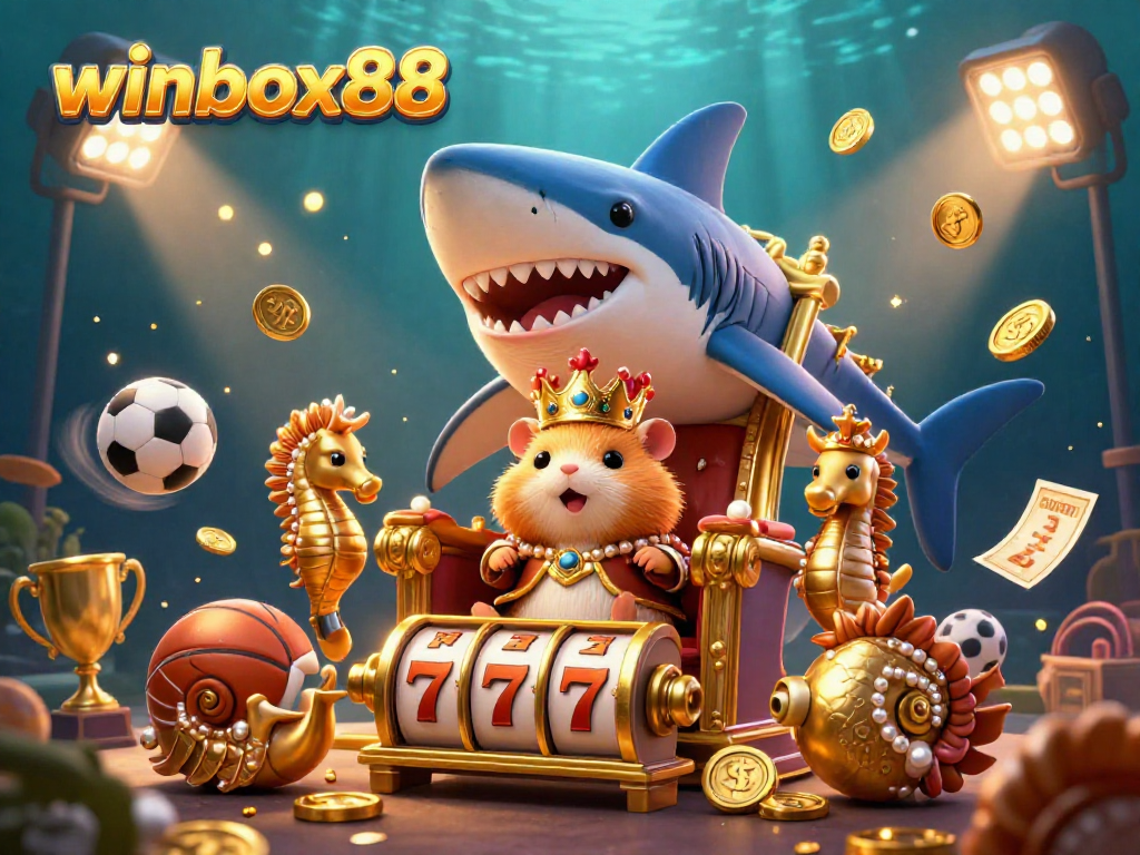 Experience the excitement of winbox88 with a vibrant, detailed scene of gaming elements and playful characters.
