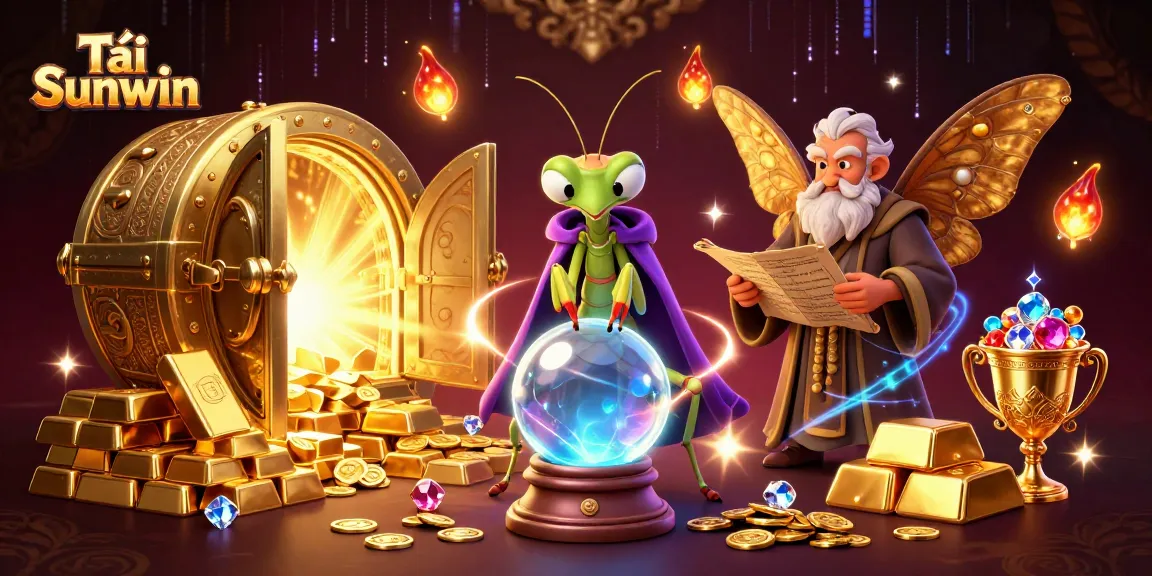 Tải Sunwin and win big with a vibrant 3D cartoon scene featuring mystical fortune tellers.