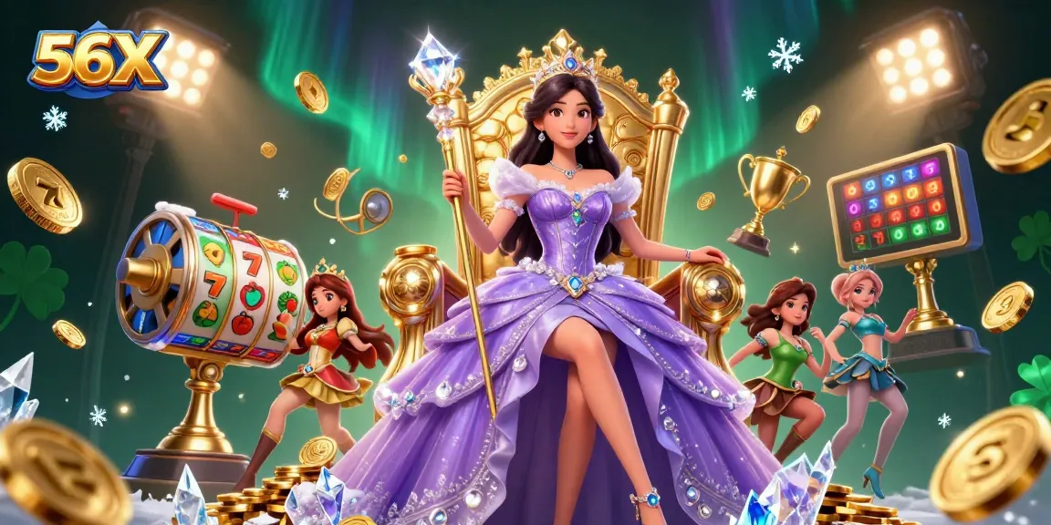 Experience the thrill of 56X with dynamic casino elements, showcasing vibrant gameplay and luxurious details.