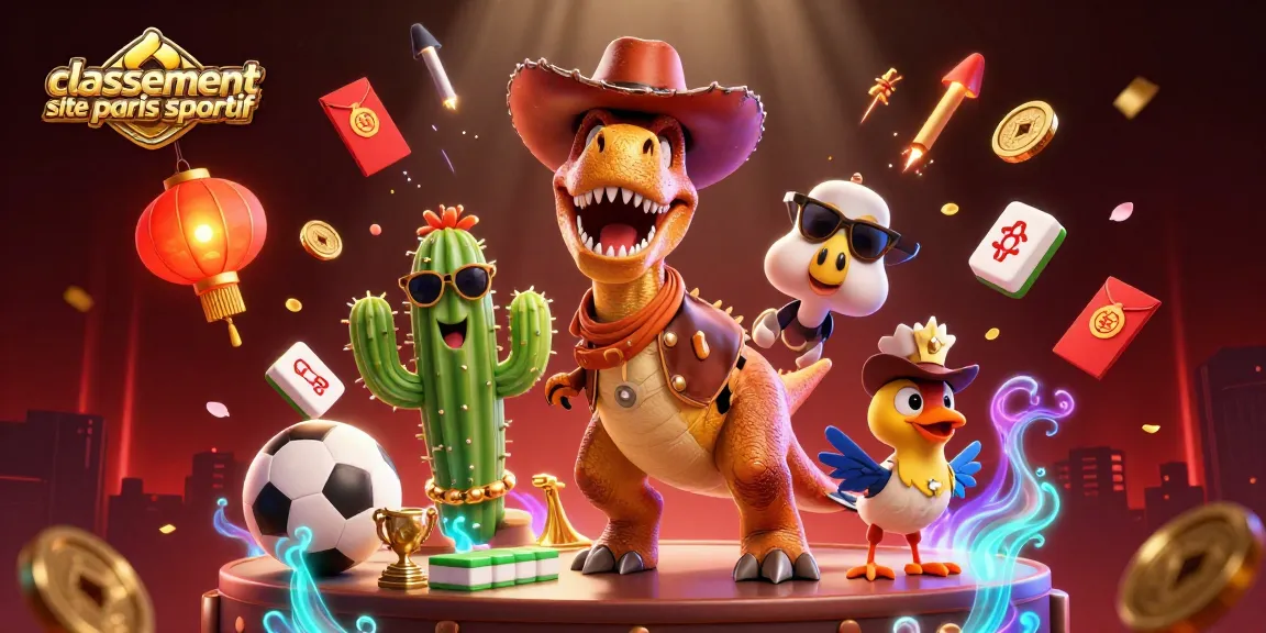 Classement site paris sportif : Animation captivante de personnages de casino entourés d'éléments de jeu.