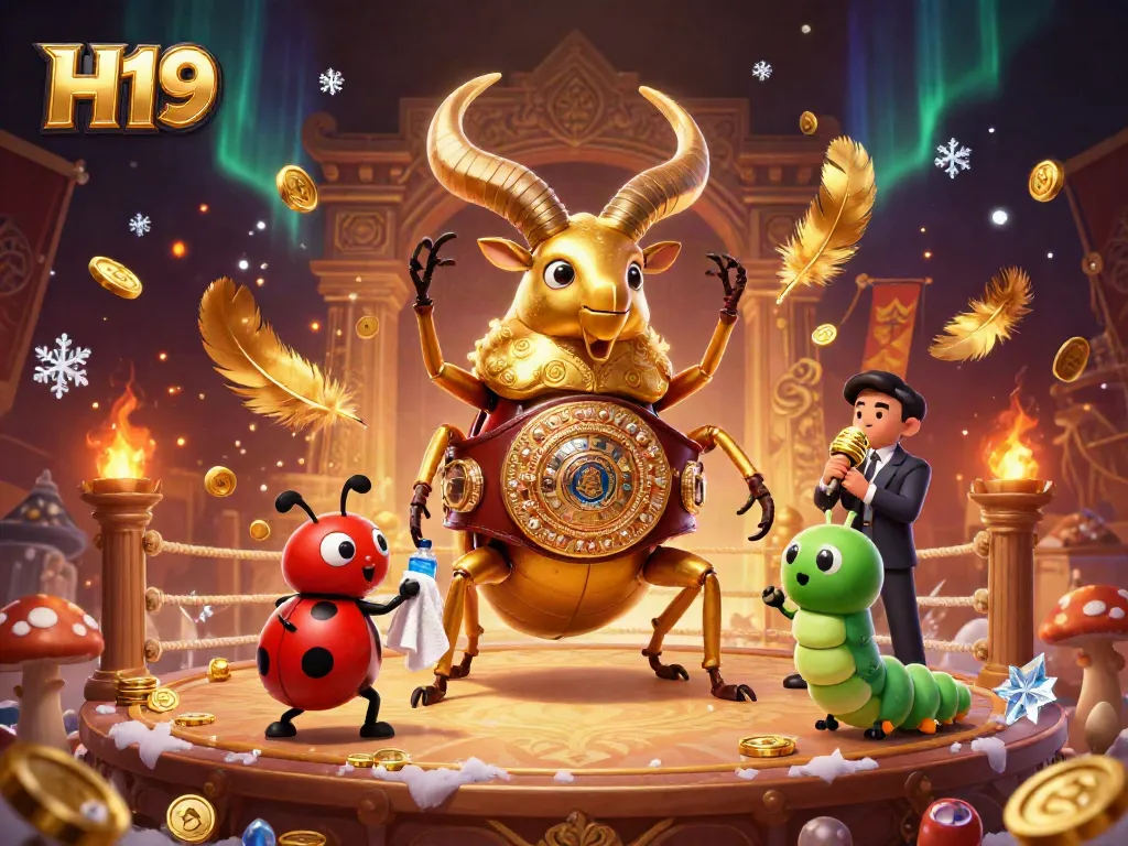 Engage in exciting gameplay with H19's dynamic casino atmosphere featuring colorful characters and festive elements.