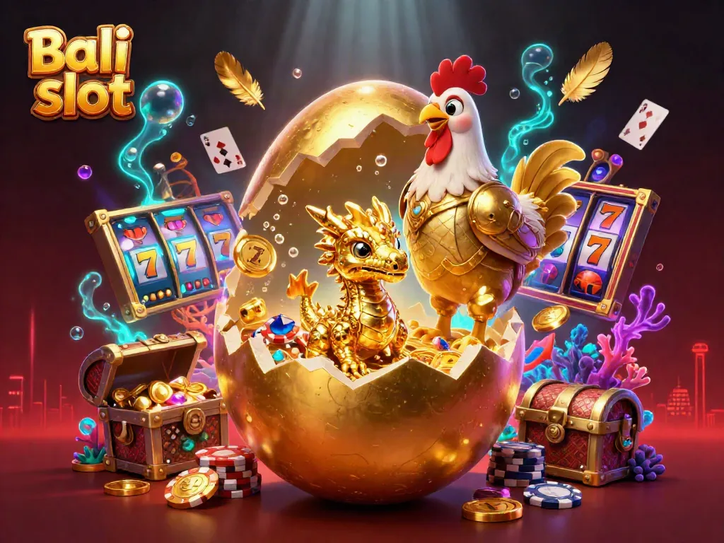 Experience the excitement of Bali slot with vibrant golden dragons and dynamic poker elements!