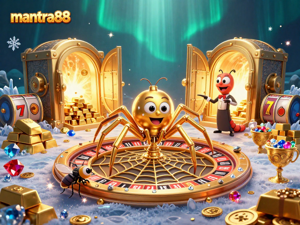 Experience excitement with mantra88 as a fly places bets amidst a glittering roulette web