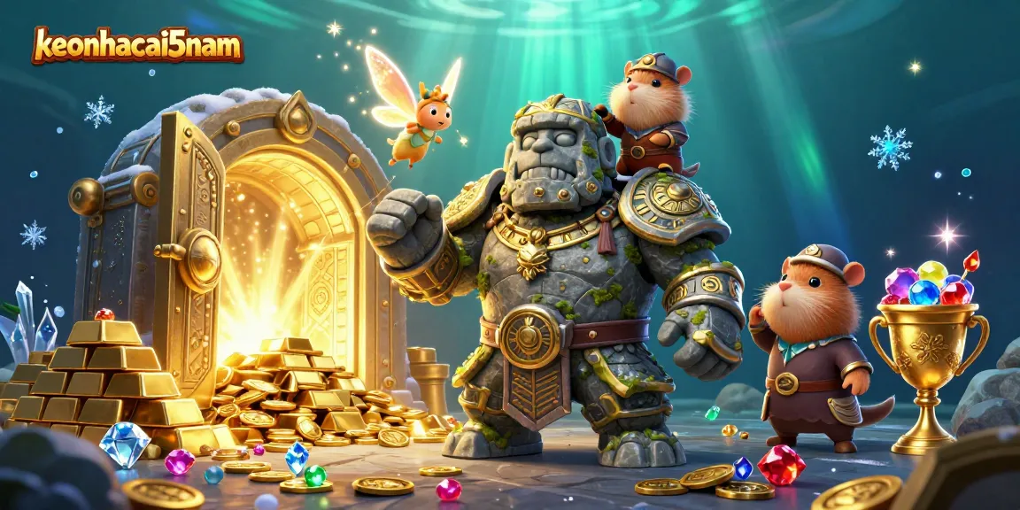 Engage with keonhacai5nam's exciting world of online betting amidst sparkling treasures and magical characters.