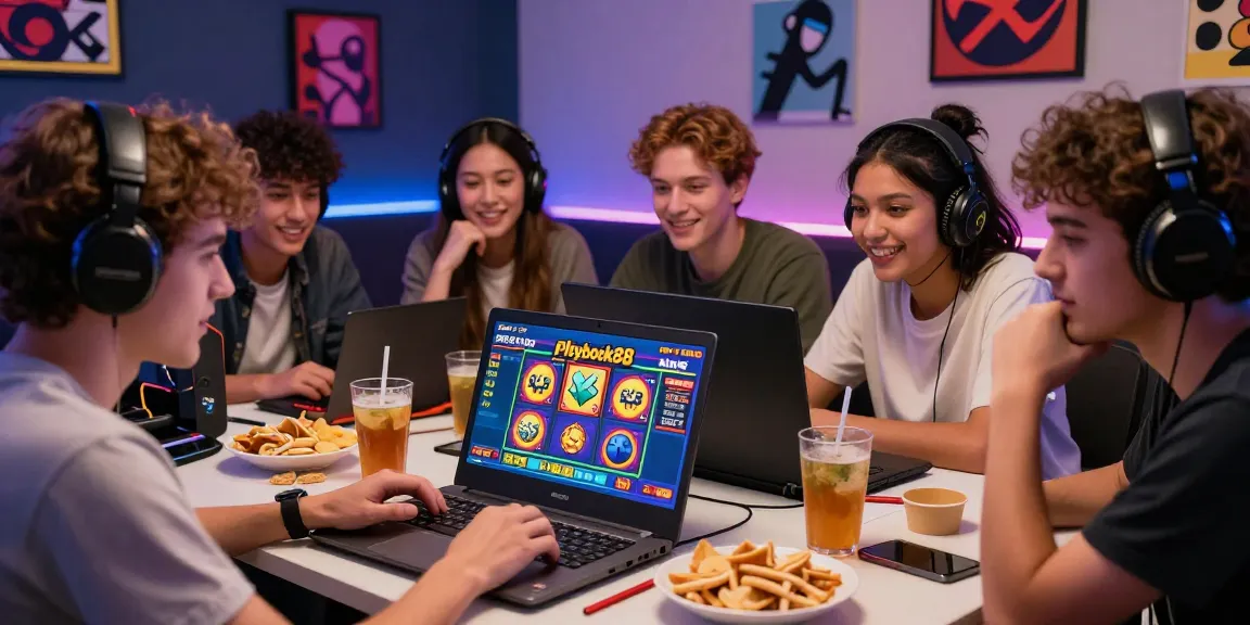 Exciting gaming atmosphere highlighting playbook88 link with friends enjoying online slots together.