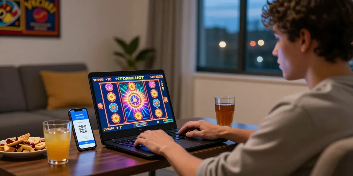 Exciting online gaming experience with slot deposit 1k gameplay and QRIS payment setup in a cozy home environment.