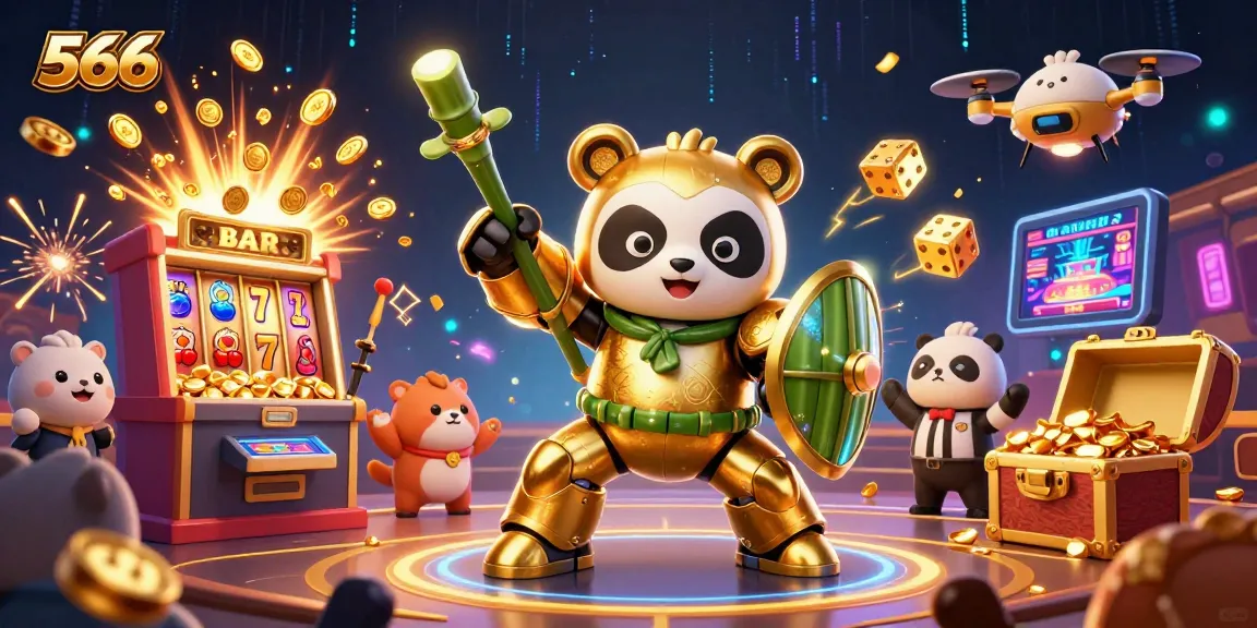 Experience 566's thrilling jackpot excitement with a vibrant, colorful casino illustration.