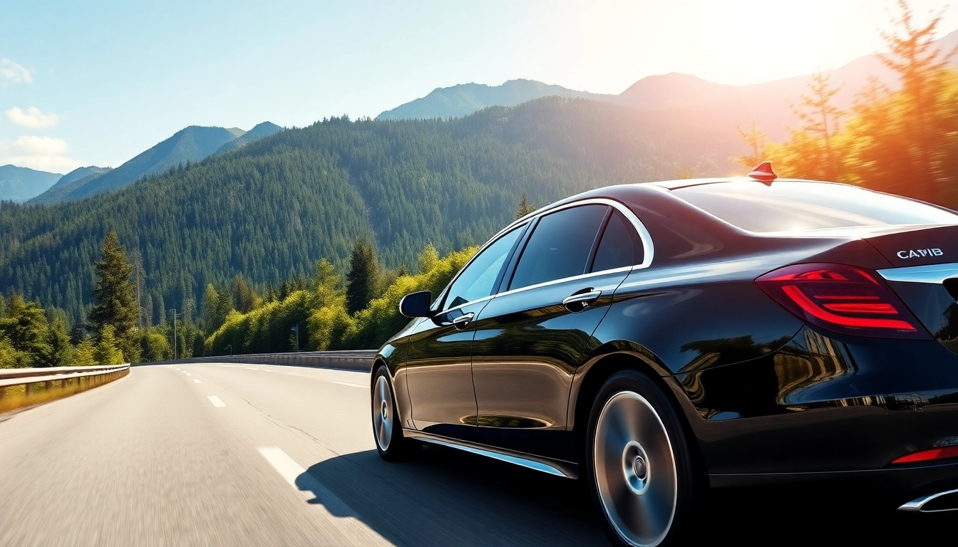 Experience premium seattle to vancouver car service with luxury vehicle navigating scenic landscapes.