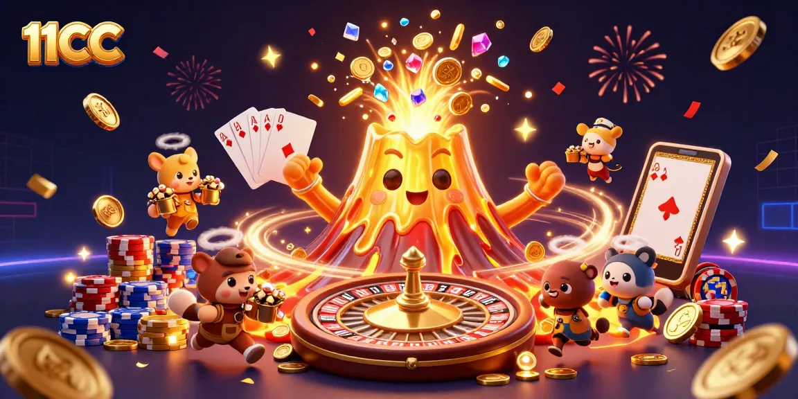 Experience thrilling slots and games with 11CC as golden coins and treasures erupt around you.