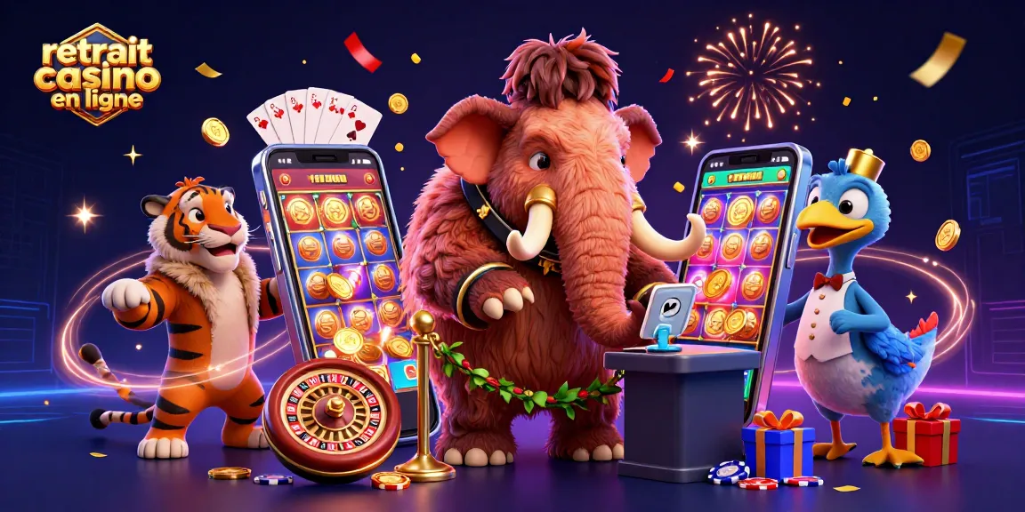 Profitez d'un retrait casino en ligne instantané avec notre illustration captivante des personnages animés du monde des jeux.