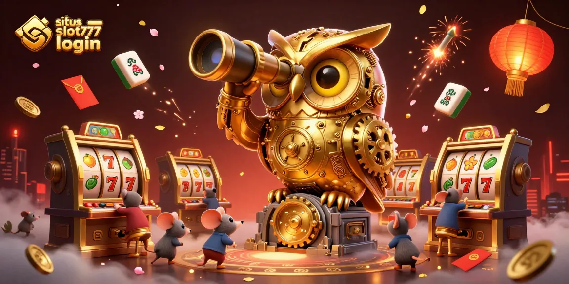 Experience the excitement of situs slot777 login with vibrant slot machines and animated characters in a colorful casino scene.