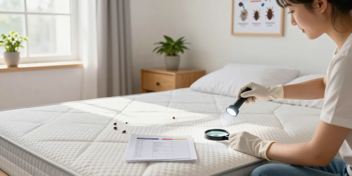 Bed bug pest control in action as individual inspects a mattress for signs of infestation.