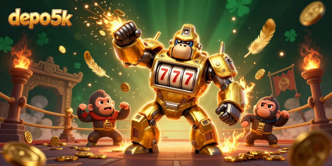 Experience thrilling games at depo 5k with a dynamic scene featuring a golden gorilla mech!