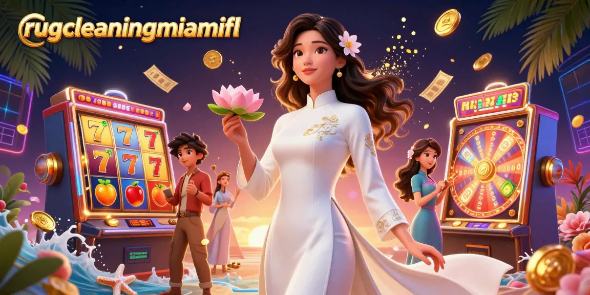 Play and win big on rugcleaningmiamifl with slots, colorful reels, and golden coins showering down.