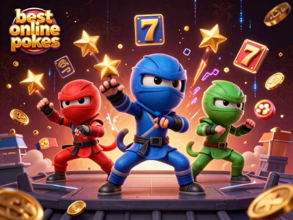 Engage with the best online pokies through thrilling gameplay and stunning visuals in this colorful 3D scene.