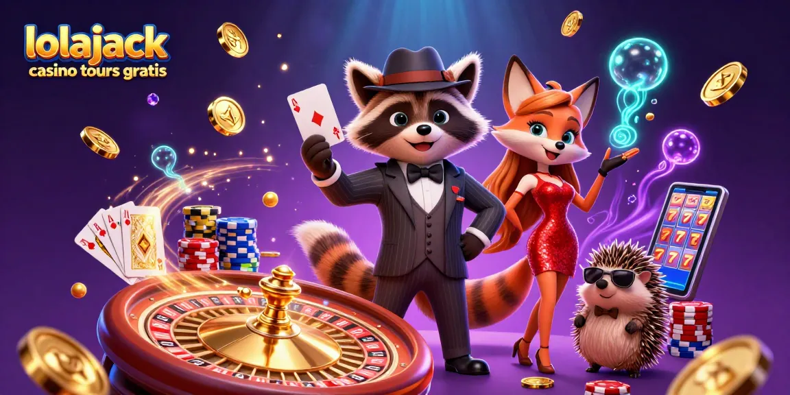 Experience the thrill of lolajack casino tours gratuits with a stylish raccoon and friends enjoying the excitement!