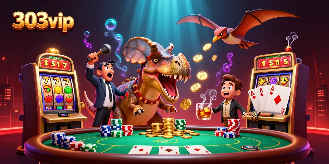 Experience the thrill with 303vip as a pachycephalosaurus wins jackpots in a vibrant casino