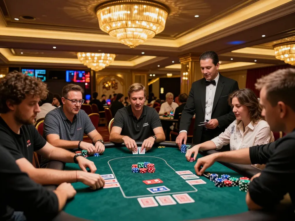 G28 poker table in a luxury casino setting with players engaged in a high-stakes game.