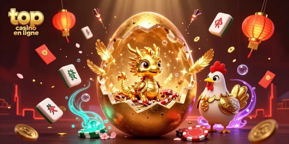 Top casino en ligne : dragon en or et jetons de poker brillent dans une scène interactive.