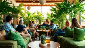 Cannabis clubs Lloret de Ma, featuring a vibrant community space with social interactions.
